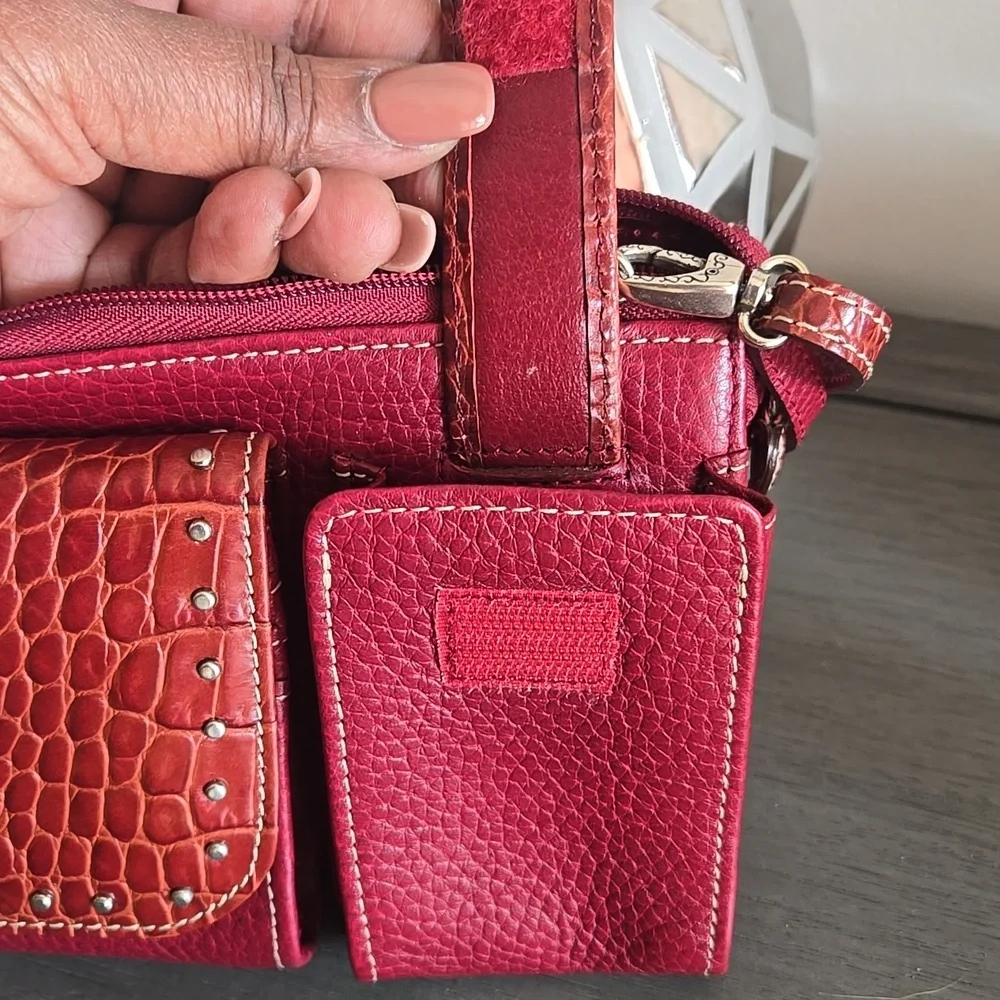 Elegant Brighton Red Leather Crossbody Bag